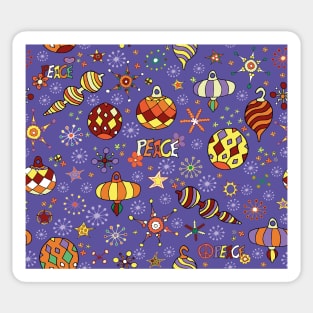 '70s peaceful retro Christmas pattern Sticker